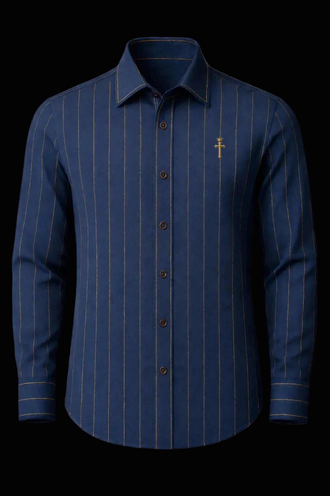 Christian Royal Blue and Gold Pinstripe Shirt
