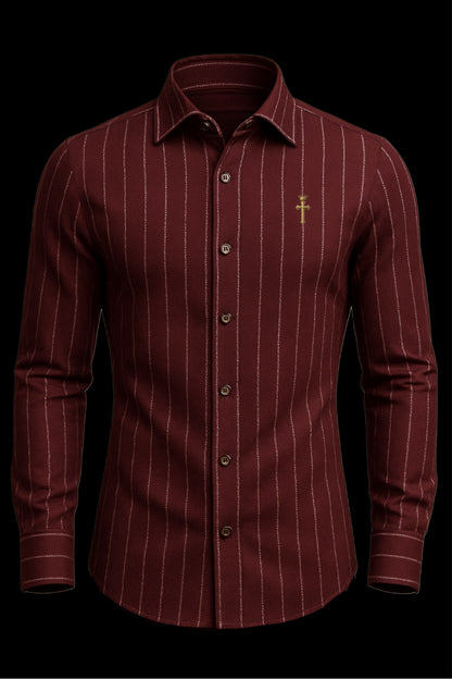 Christian Royal Crimson Chalkstripe Shirt