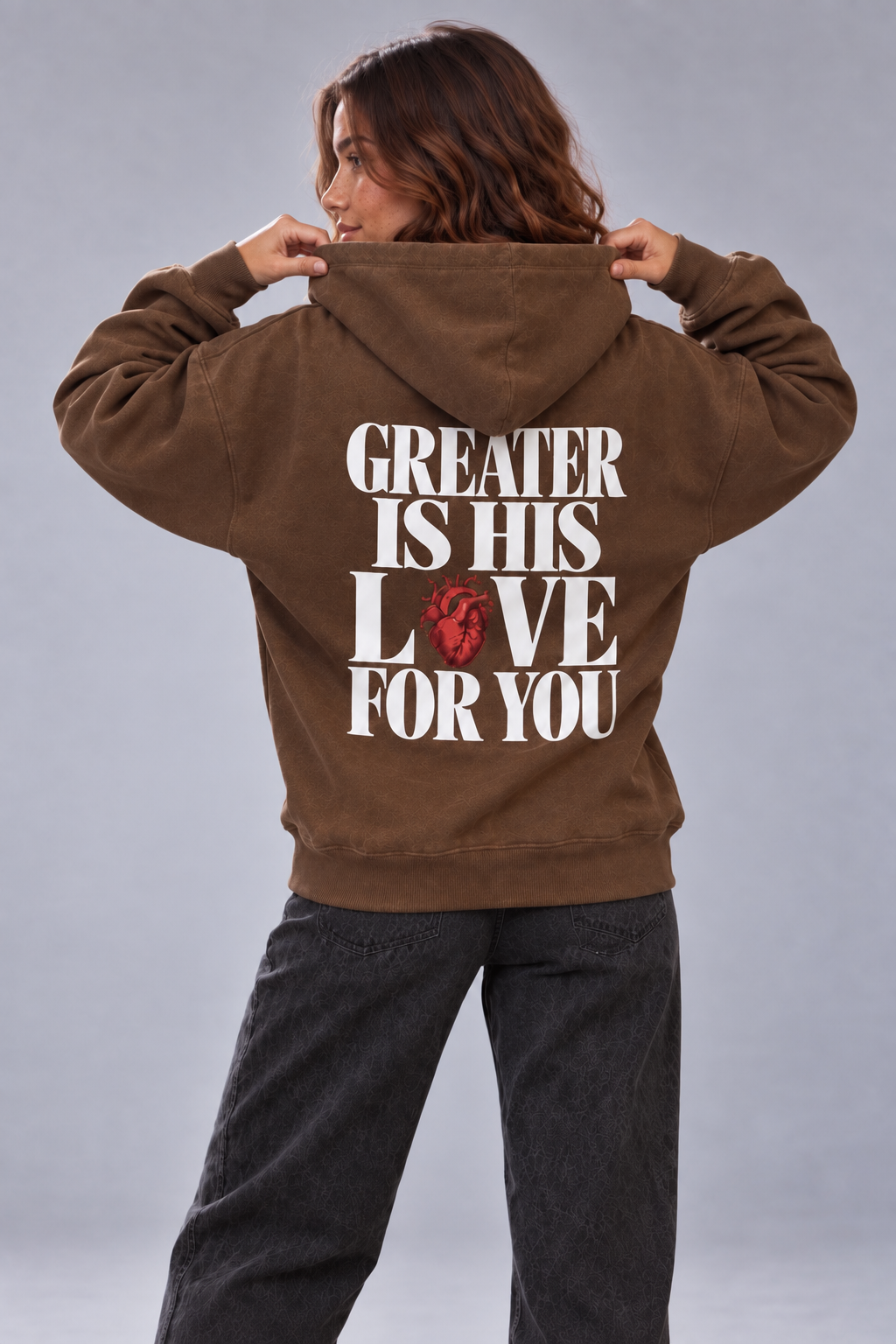 Greater is His Love For You Oversized Fleece Hoodie