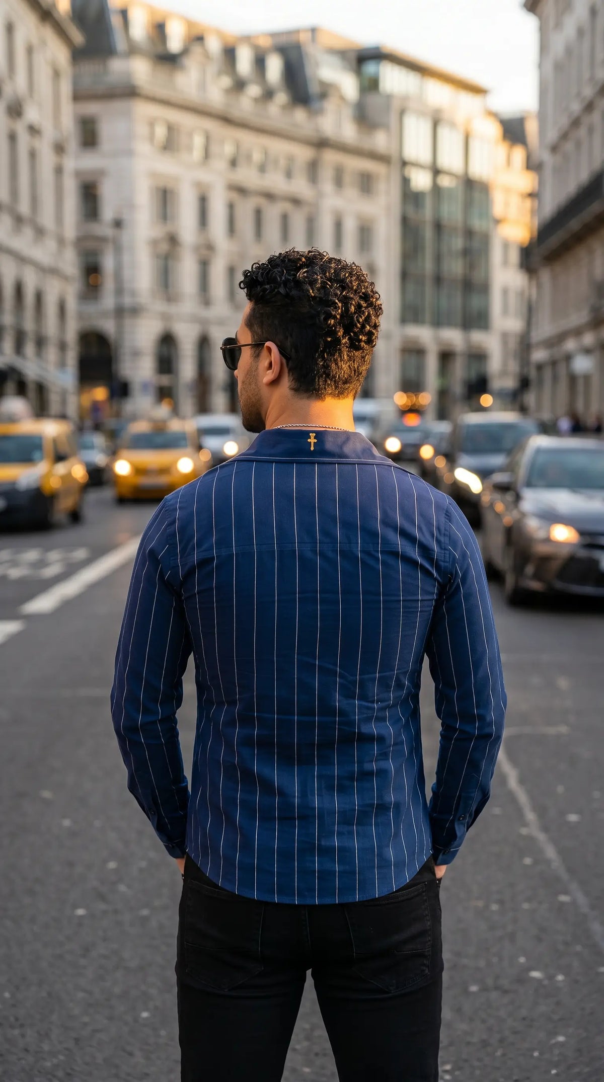Christian Royal Blue and Gold Pinstripe Shirt Clothed in Righteousness