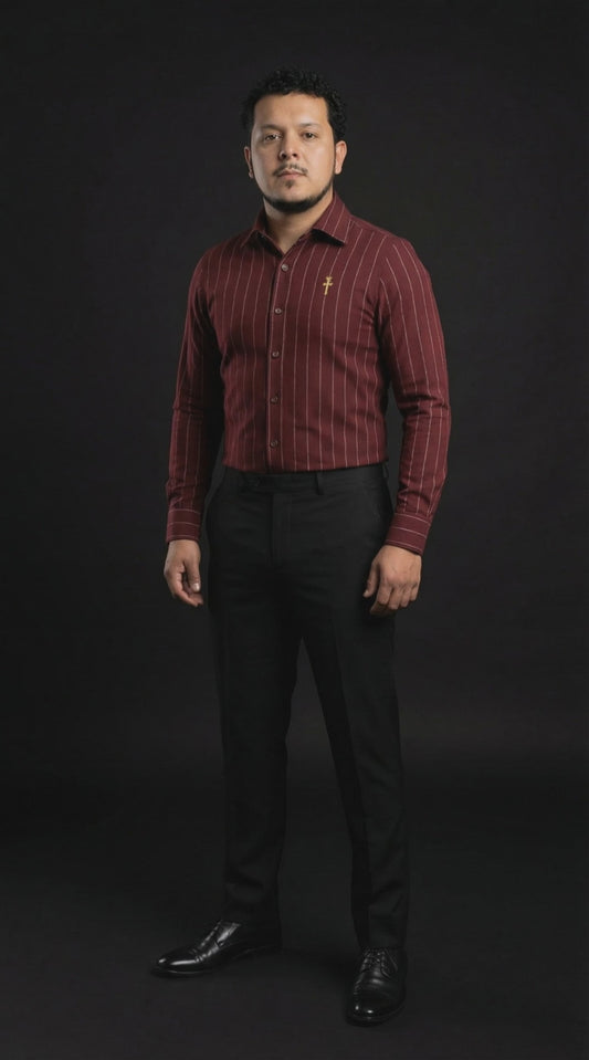 Christian Royal Crimson Chalkstripe Shirt
